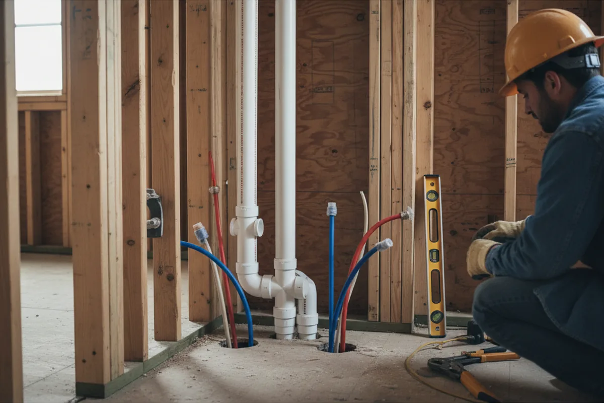 Drain and supply rough-in during Drain Cleaning in Victor